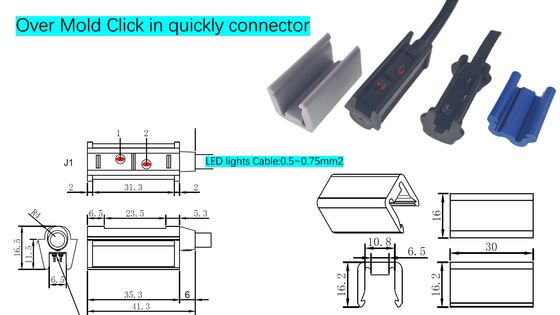 5A-20A Connecteur surmouleur en cliquant sur le câblage automobile avec support de câble optimisé et lumières de dégagement de marqueur unique